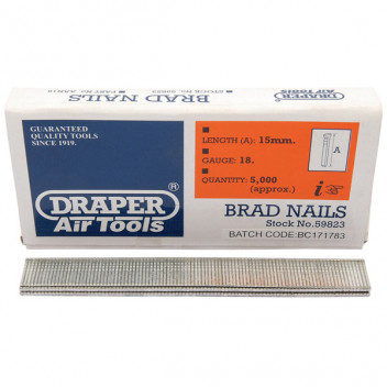 Draper 59823 - 15mm Brad Nails (5000)