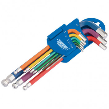 Draper Expert 66132 - Metric Coloured Hexagon and Ball End Key Set (9 Piece)
