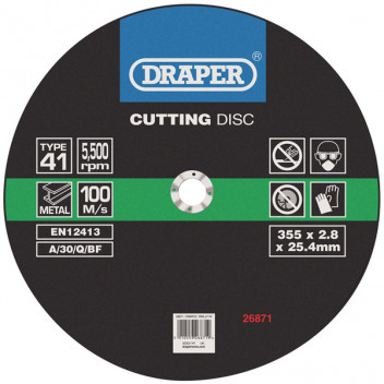 Draper 26871 - Cutting Discs (355 x 2.8 x 25.4mm)