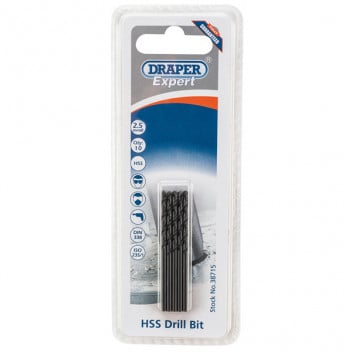Draper Expert 38715 - Expert 2.5mm HSS Drills Card Of 10