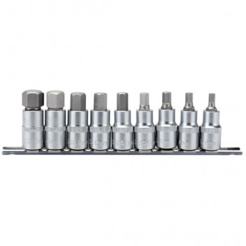 Draper Expert 16307 - 1/2" Sq. Dr. 55mm Long Metric Hexagonal Socket Bit Set (9 Pi