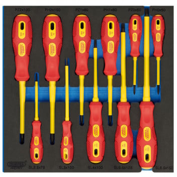 Draper Expert 63379 - VDE Screwdriver Set in 1/2 Drawer EVA Insert Tray (11 Piece)