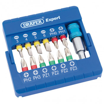 Draper 82401 - Coloured Screwdriver Bit Set With Magnetic Holder (13 piece)