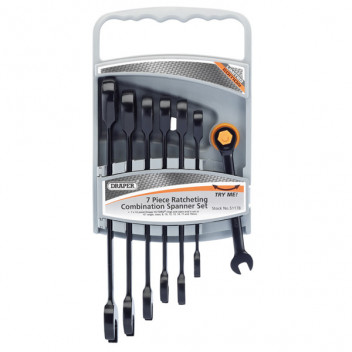 Draper 51178 - Metric Ratcheting Combination Spanner Set Draper Hi-Torq&#174; (7 Piece)