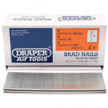 Draper 59830 - 40mm Brad Nails (5000)
