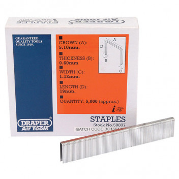 Draper 59837 - 19mm Staple (5000)