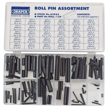 Draper 63943 - Roll Pin Assortment (120 Piece)
