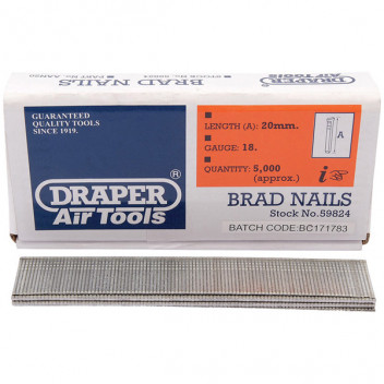 Draper 59824 - 20mm Brad Nails (5000)