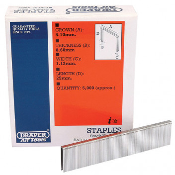Draper 59839 - 25mm Staples (5000)