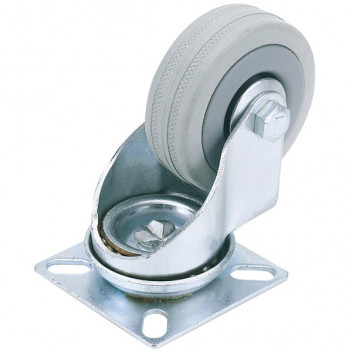 Draper 65478 - 100mm Dia. Swivel Plate Fixing Rubber Castor - S.W.L 80Kg