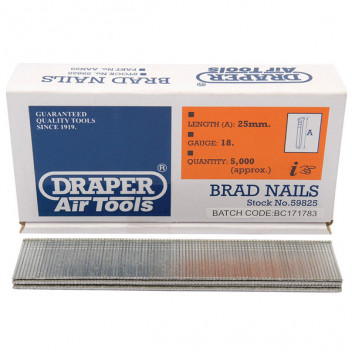 Draper 59825 - 25mm Brad Nails (5000)