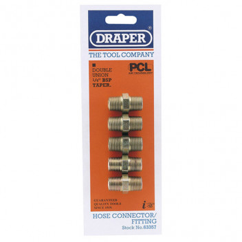 Draper 63357 - Pack of 5 1/4" BSP Tapered Double Union